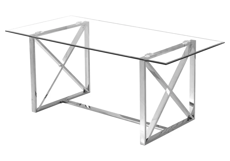 Table verre et 4 chaises velours noir argent - Enzo