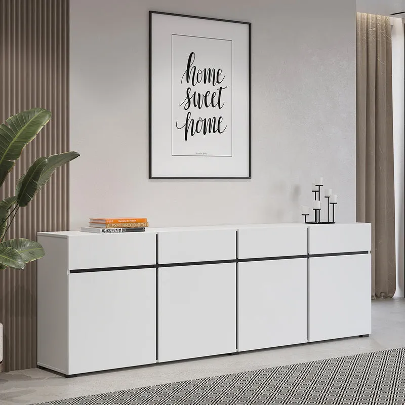 Buffet 4 portes 4 tiroirs Lilia Blanc