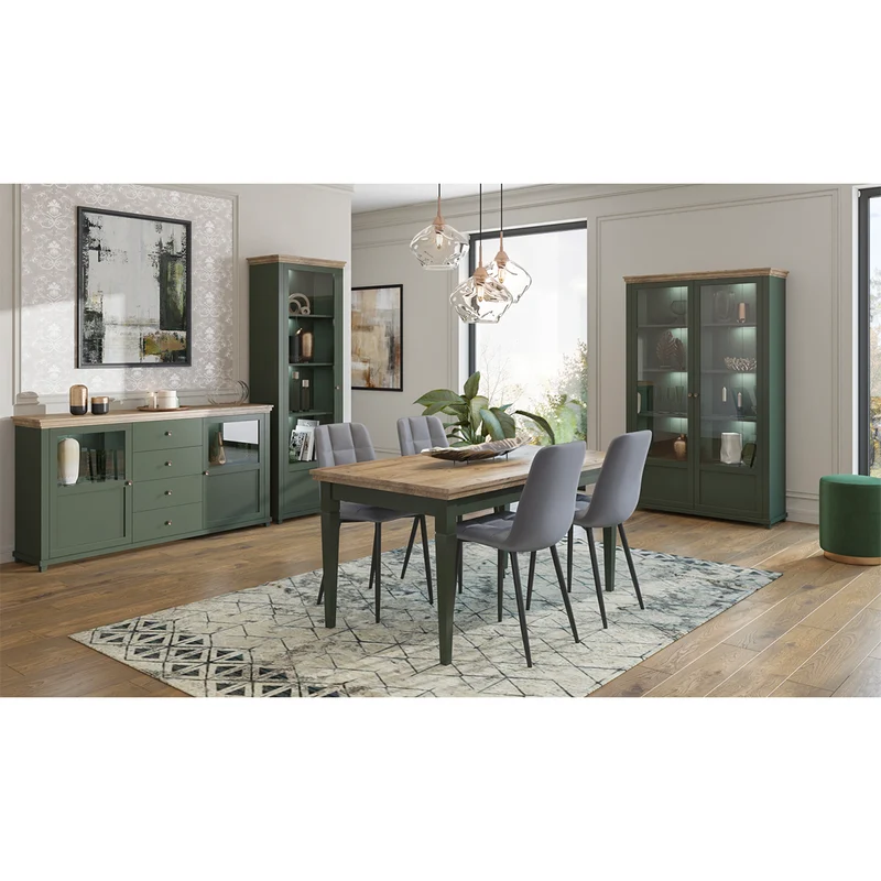 Vitrine 1 porte ouverture gauche Martin Vert et Bois