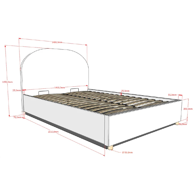 Lit coffre 140x200 sommier inclus Vipack Moon Vert