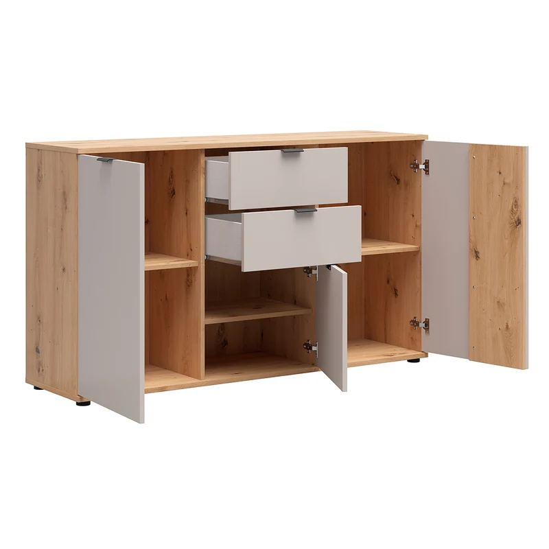 Buffet 3 portes 2 tiroirs Ezra Cachemire et Bois