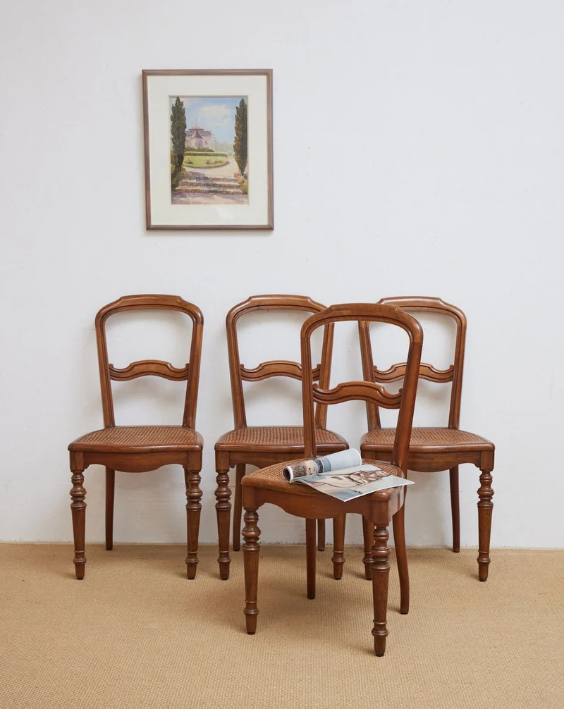 Claude, le lot de 4 chaises cannage N°1468