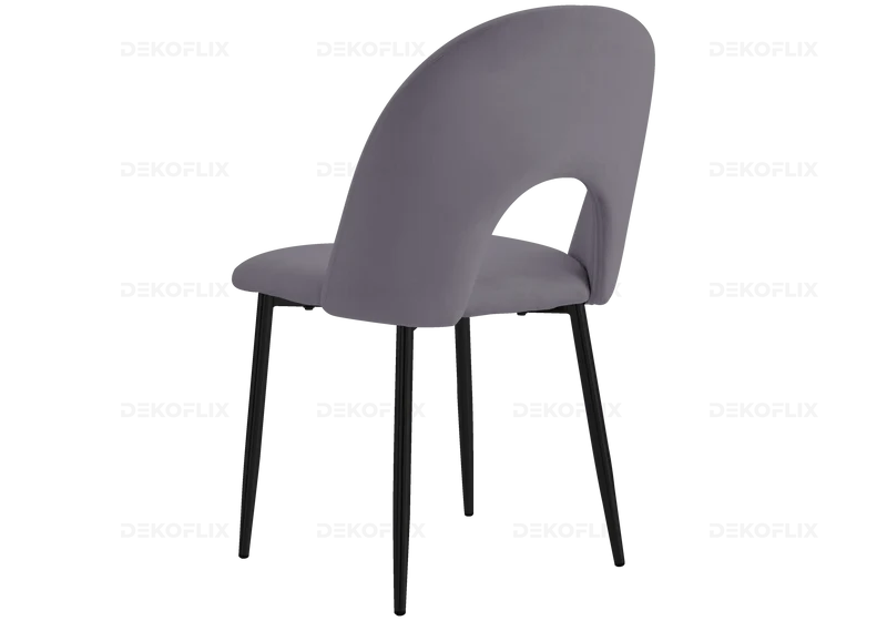 Table noire marbre blanc et chaises anthracites - Clara
