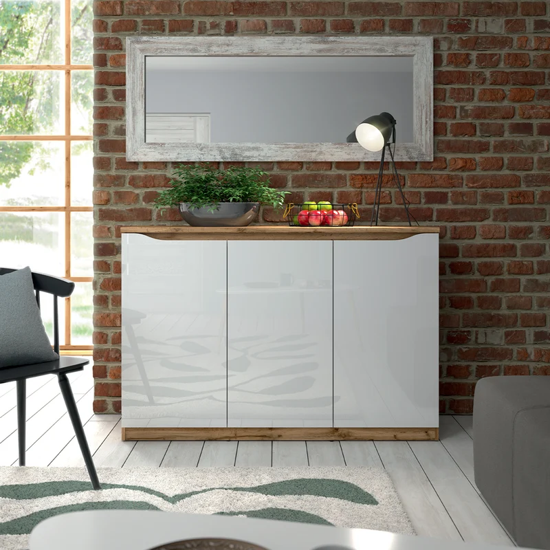 Buffet 3 portes June Blanc et Bois