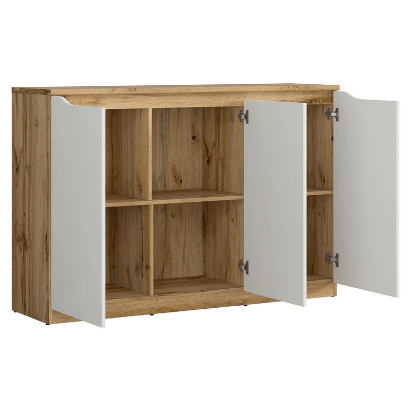 Buffet 3 portes June Blanc et Bois