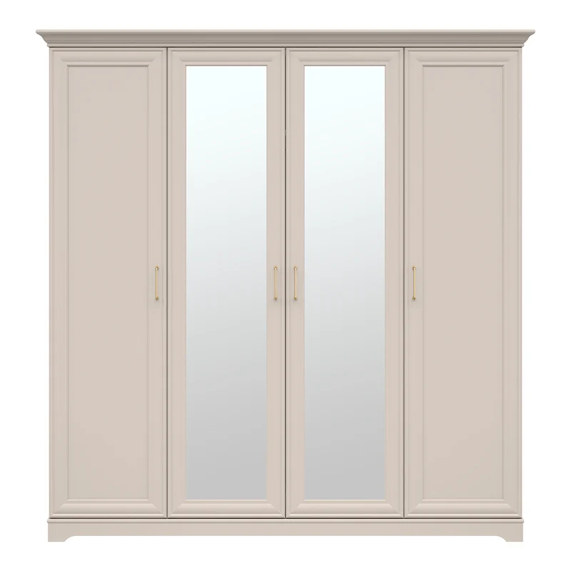 Armoire 4 portes miroirs Perle Cachemire