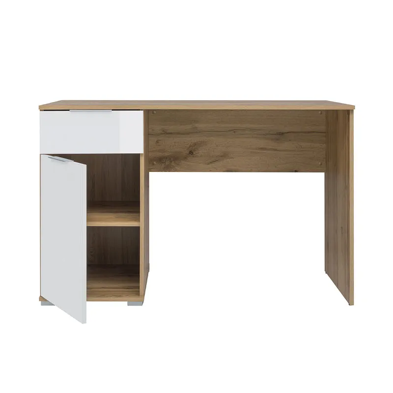 Bureau 1 porte 1 tiroir Selma Blanc et Bois
