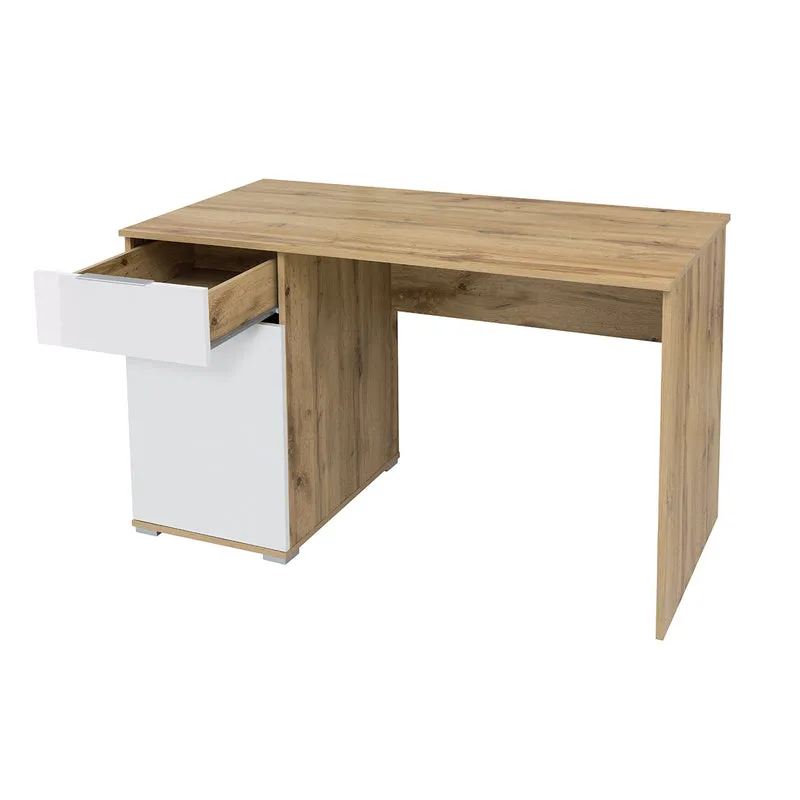 Bureau 1 porte 1 tiroir Selma Blanc et Bois