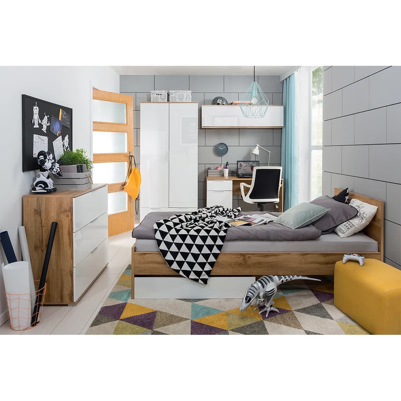 Bureau 1 porte 1 tiroir Selma Blanc et Bois