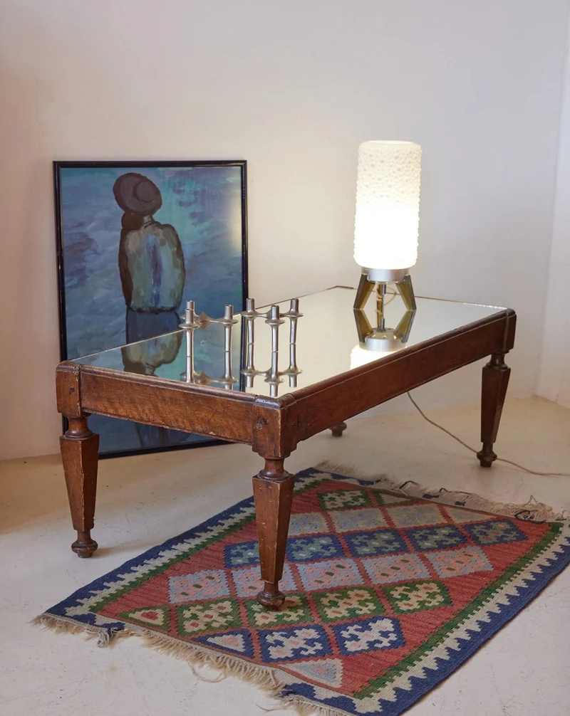 Donna, la table basse en bois et miroir N°1089