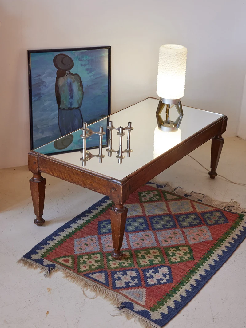 Donna, la table basse en bois et miroir N°1089