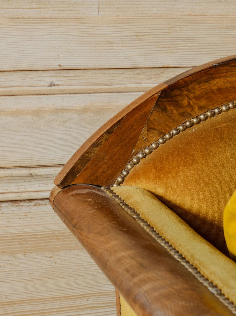 Martine, la banquette en bois et velours N°50