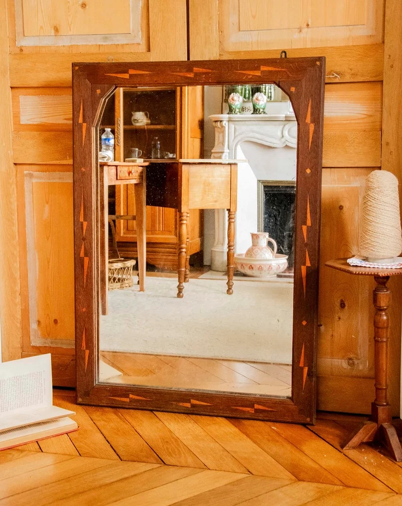 Georges, le miroir marqueté en bois foncé N°1320