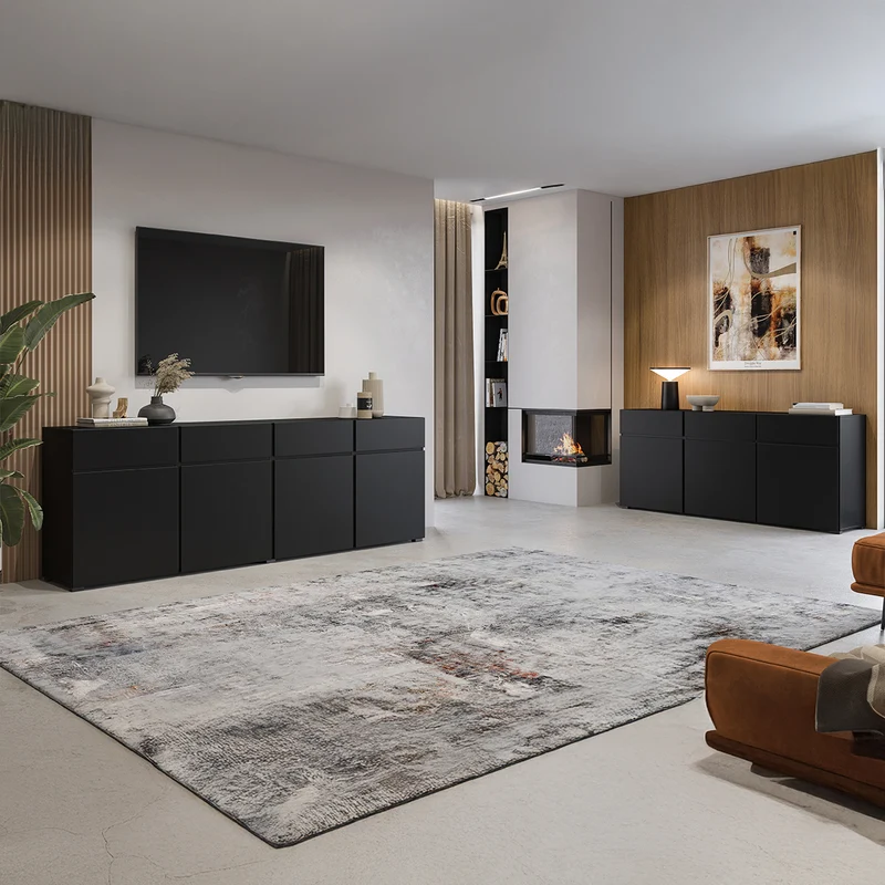 Buffet 4 portes 4 tiroirs Lilia Noir