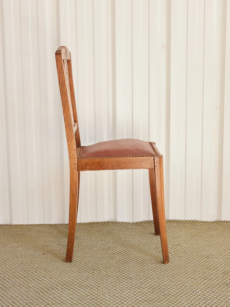 Claude, le lot de 6 chaises Art déco en cuir clouté N°1459