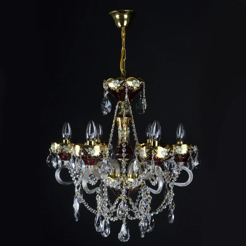Casa Padrino Luxus Barock Kristall Kronleuchter Gold Ø 53 x H. 58 cm - Prunkvolle Messing Kronleuchter mit böhmischem Kristallglas - Barock Möbel - Edel & Prunkvoll