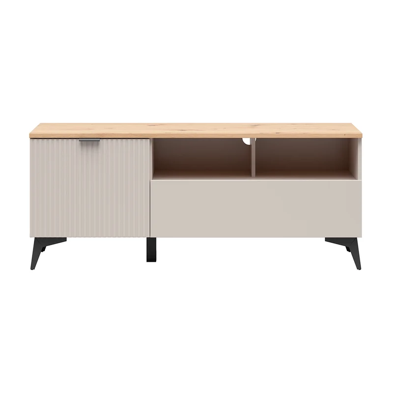 Meuble TV 1 porte 1 tiroir 135 cm Vicky Cachemire et Bois