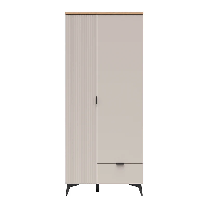 Armoire 2 portes 1 tiroir Vicky Cachemire et Bois