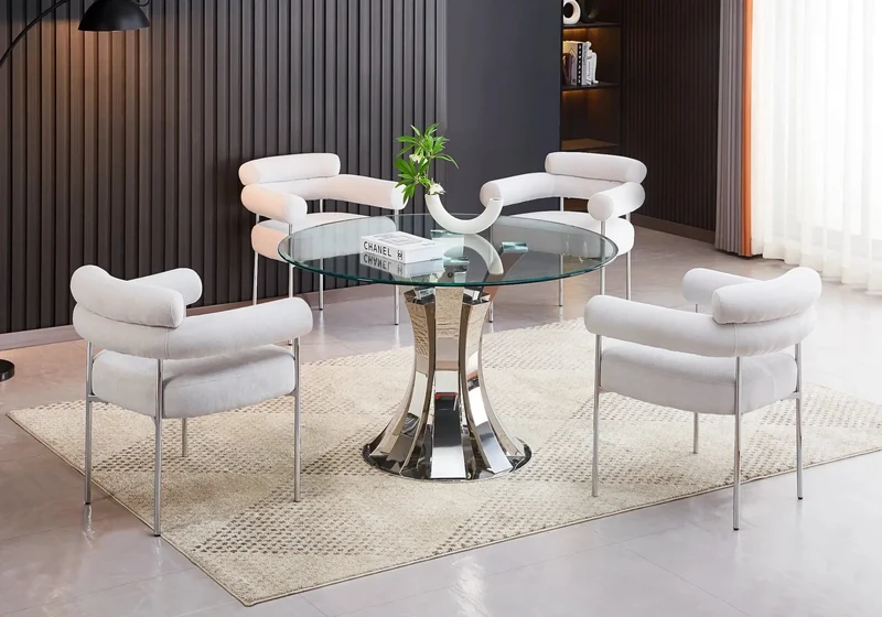 Ensemble table chaise céramique marbre blanc - Sidy