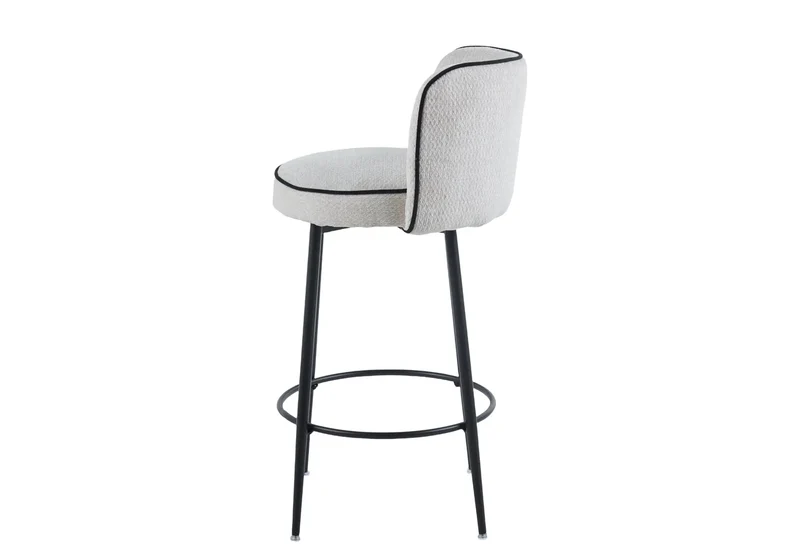 Chaises hautes de bar tissu écru - Mody x2