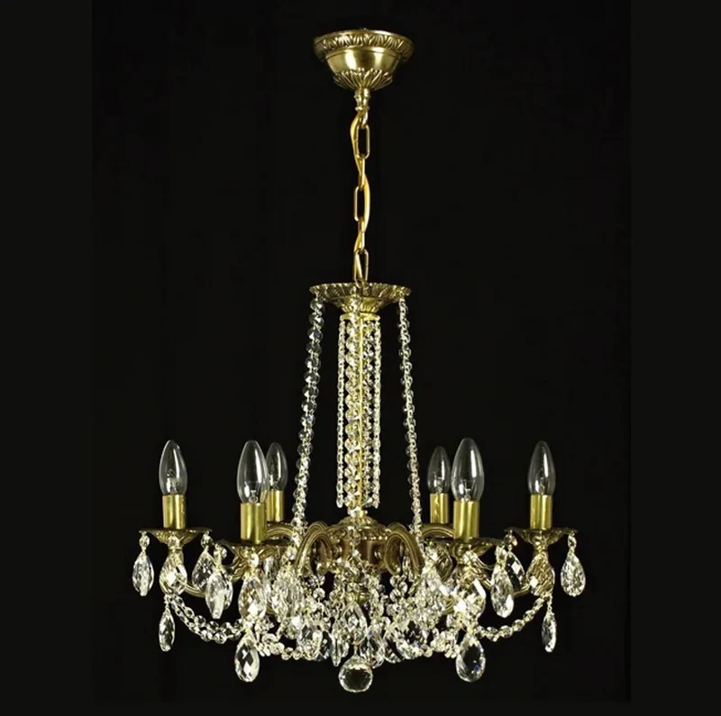 Casa Padrino Luxus Barock Kristall Kronleuchter Gold Ø 55 x H. 50 cm - Prunkvolle Messing Kronleuchter mit böhmischem Kristallglas - Barock Möbel - Edel & Prunkvoll