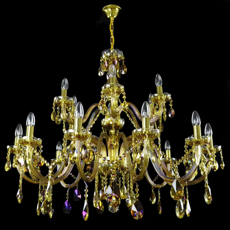 Casa Padrino Luxus Barock Kristall Kronleuchter Gold Ø 100 x H. 85 cm - Prunkvoller Messing Kronleuchter mit böhmischem Kristallglas - Barock Möbel - Edel & Prunkvoll