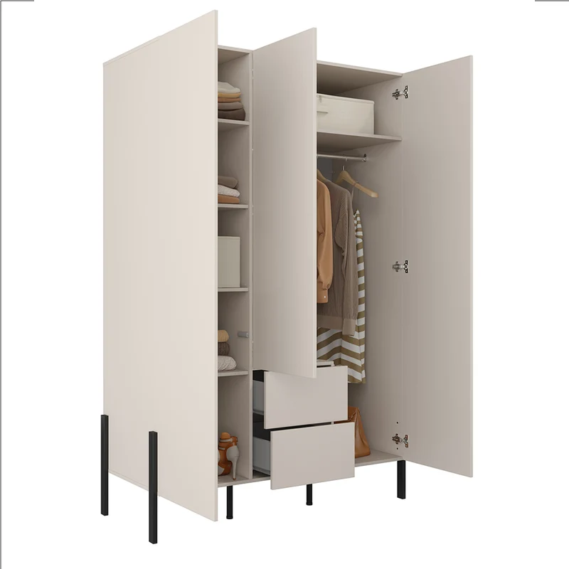 Armoire 3 portes 2 tiroirs Bérénice Cachemire