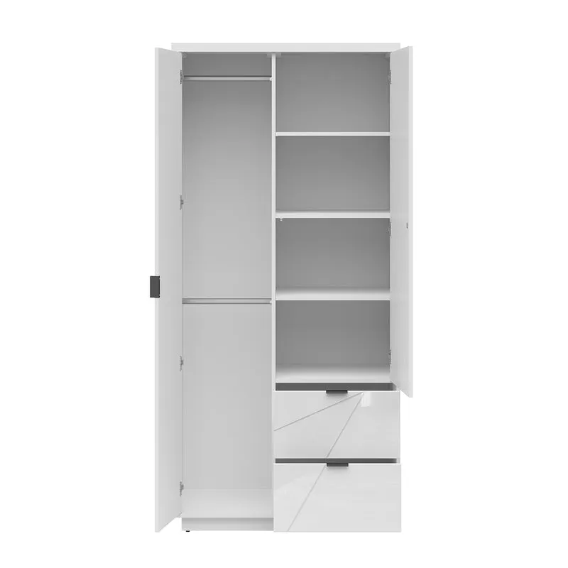 Armoire 2 portes 2 tiroirs Sven Blanc
