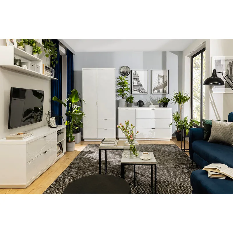 Armoire 2 portes 2 tiroirs Sven Blanc