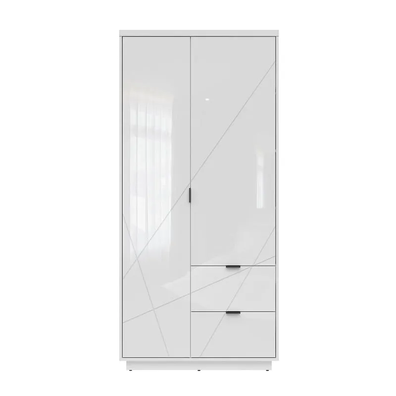 Armoire 2 portes 2 tiroirs Sven Blanc