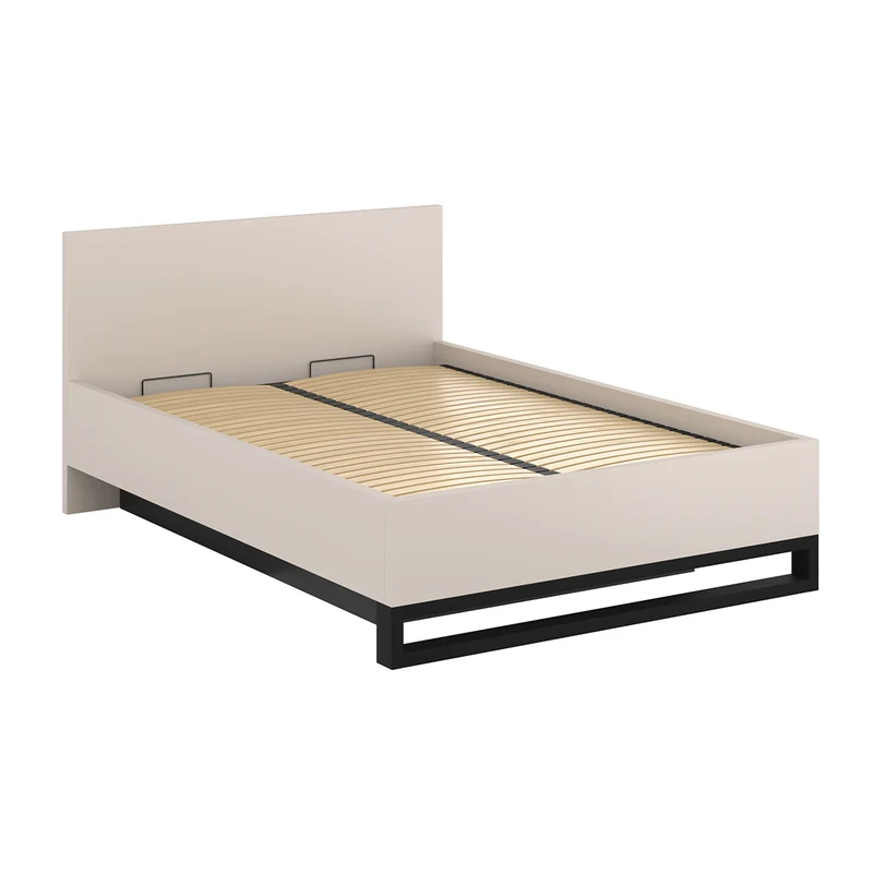 Lit coffre 160x200 sommier inclus Eden Cachemire et Noir