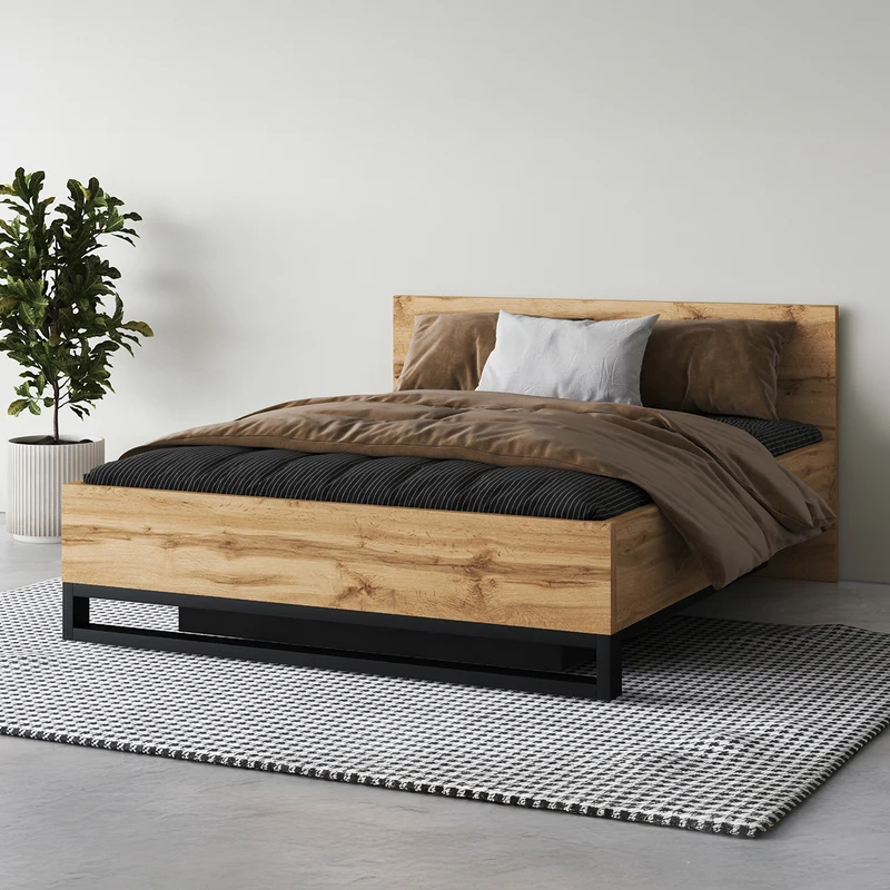 Lit coffre 160x200 sommier inclus Eden Bois et Noir