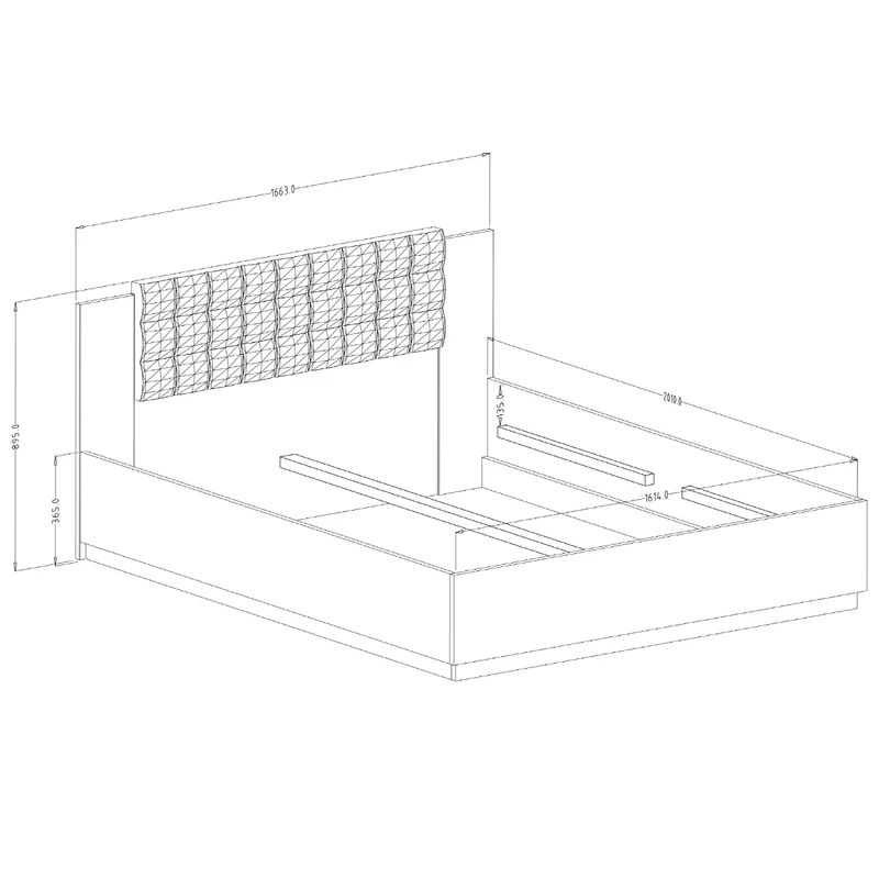 Lit coffre 160x200 sommier inclus Alec Bois foncé et Noir