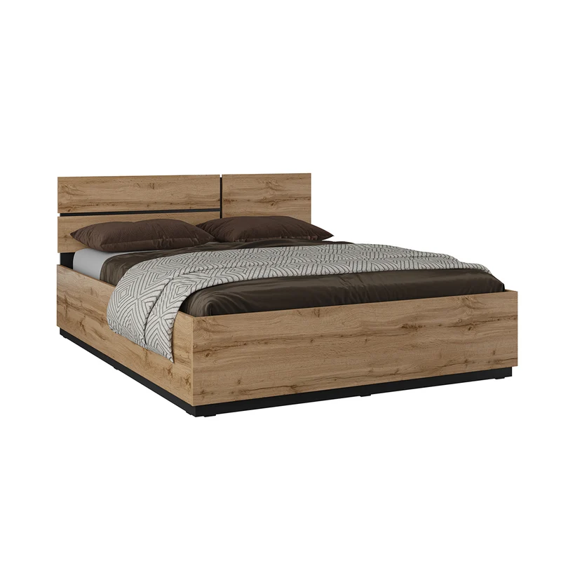 Lit coffre 160x200 sommier inclus Lilia Bois