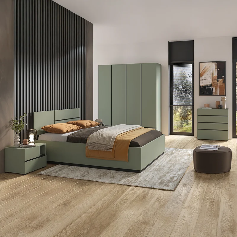 Lit coffre 160x200 sommier inclus Lilia Vert