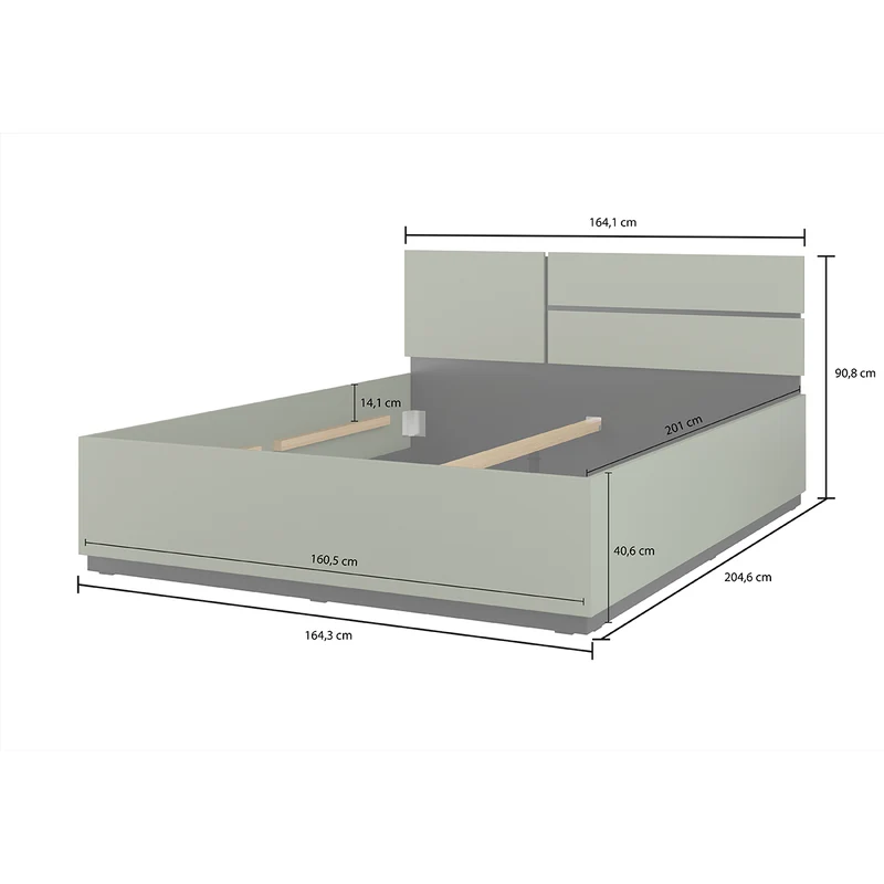 Lit coffre 160x200 sommier inclus Lilia Vert