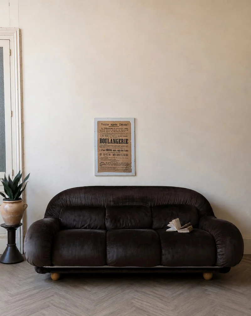Jacques, le canapé vintage en velours marron N°144
