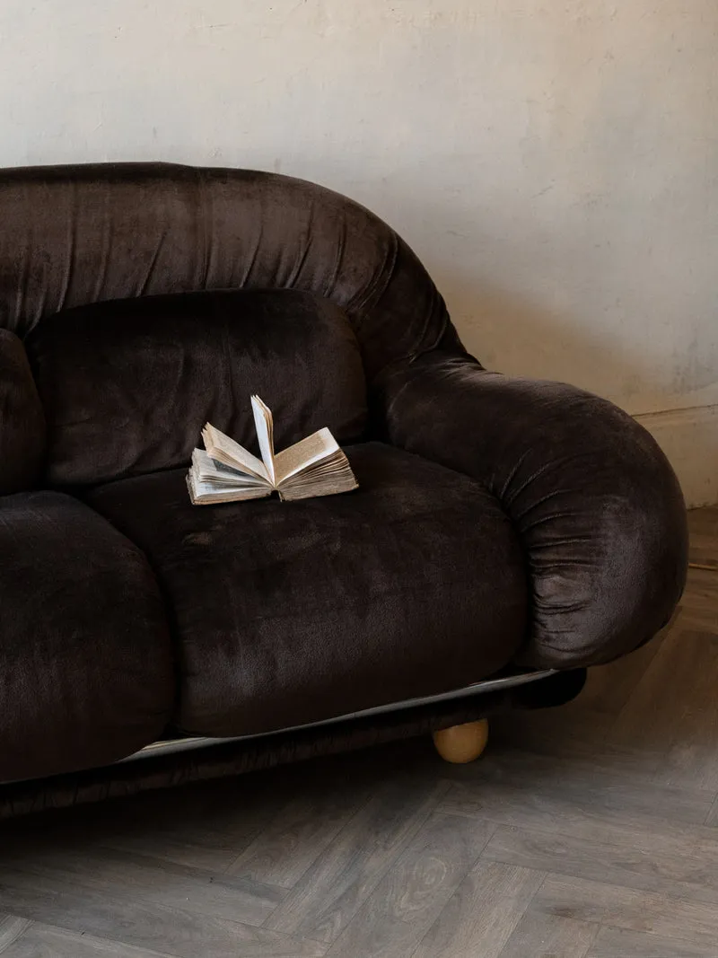 Jacques, le canapé vintage en velours marron N°144