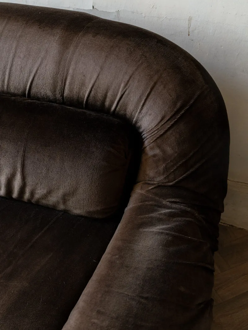 Jacques, le canapé vintage en velours marron N°144