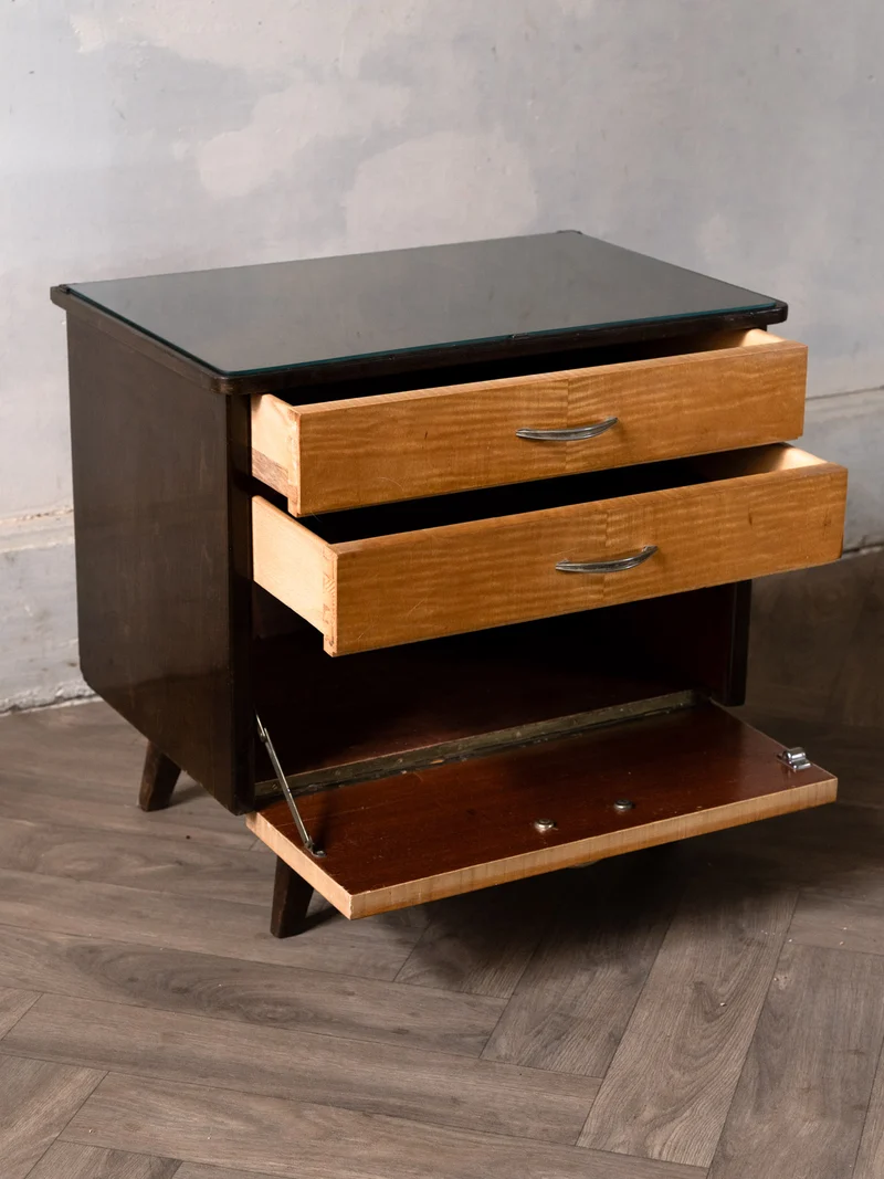 Maïa, la table de chevet scandinave en bois et verre N°1539