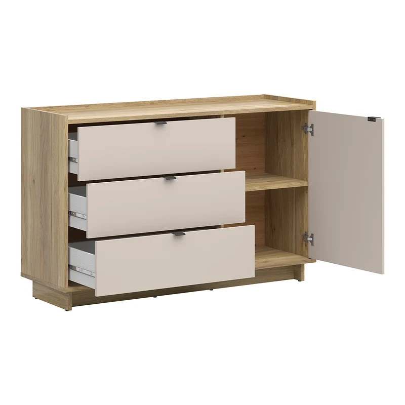 Commode 1 porte 3 tiroirs Donna Cachemire et Bois
