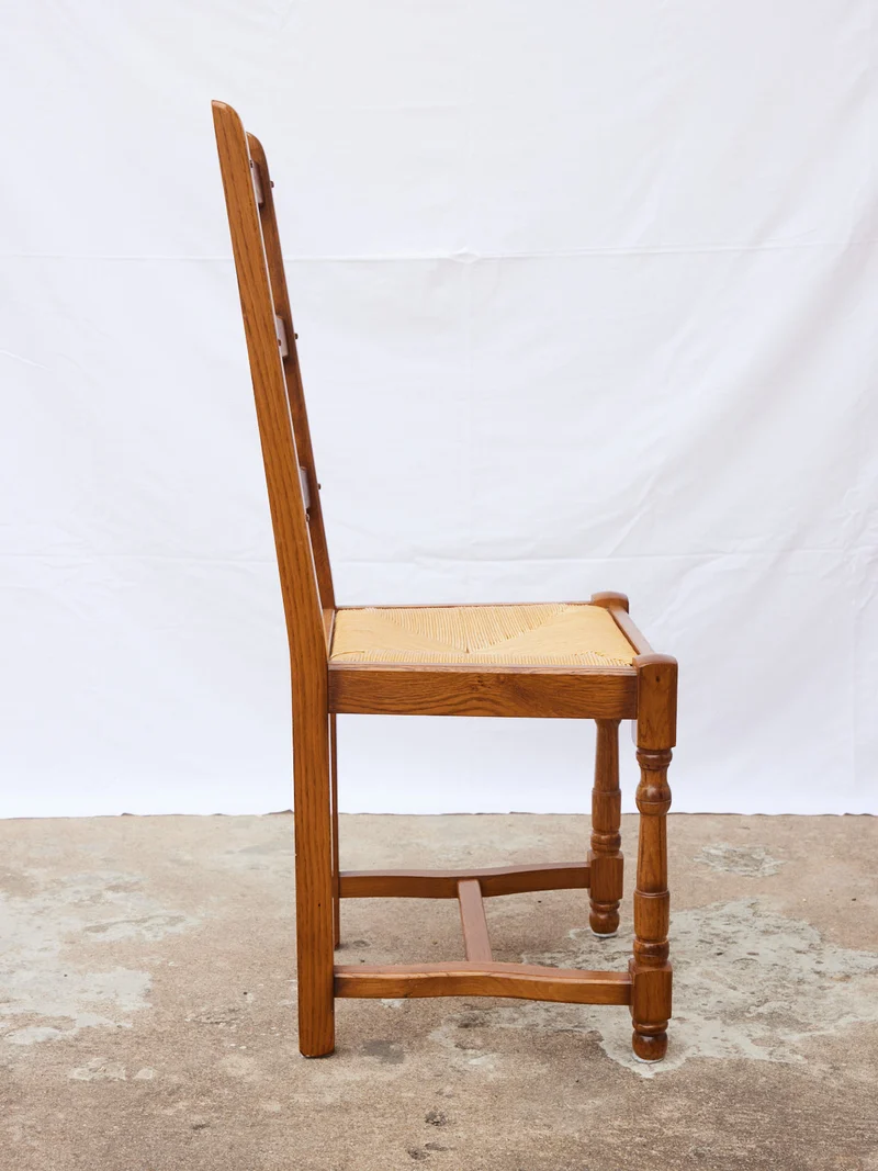 Claude, le lot de 6 chaises en chêne et paille N°1422