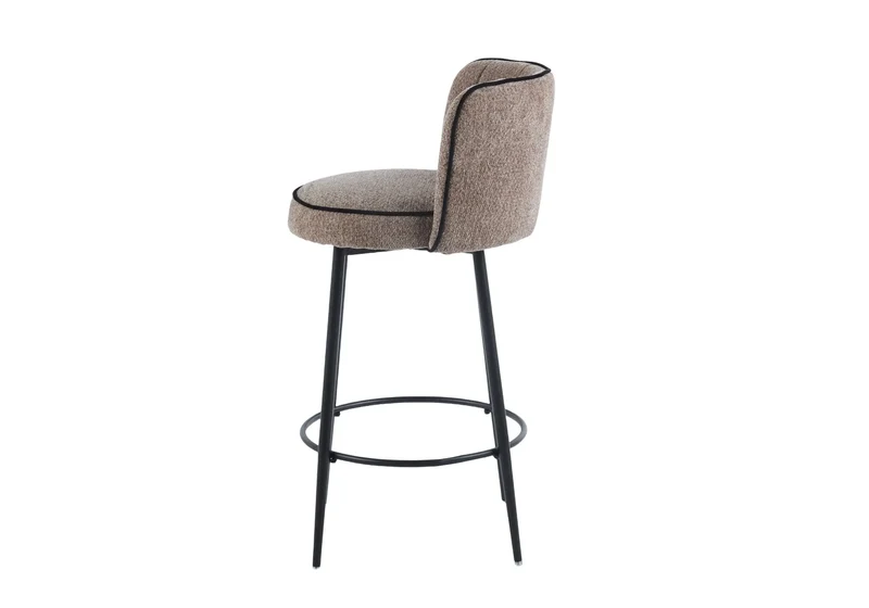 Chaises hautes de bar tissu taupe - Mody x2