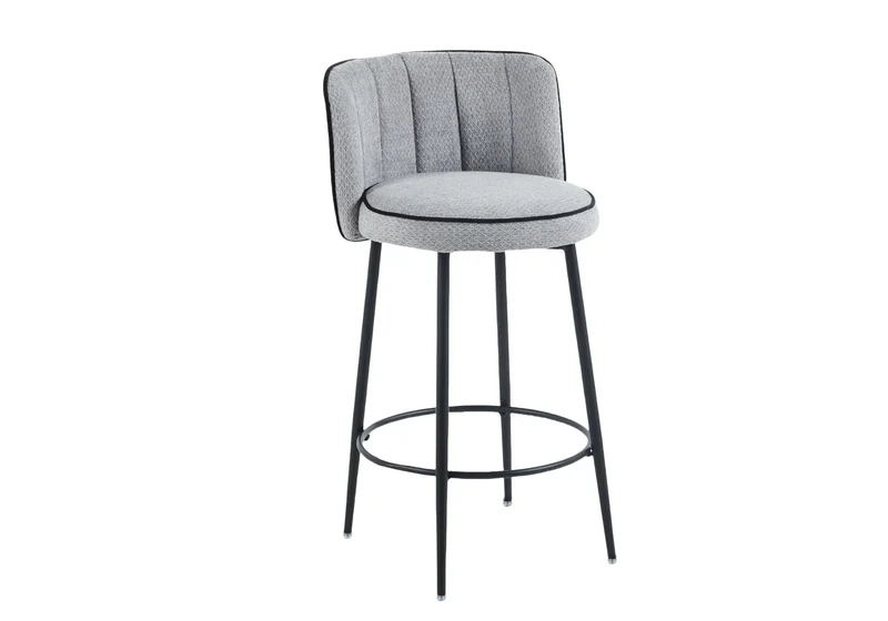 Chaises hautes de bar tissu gris - Mody x2