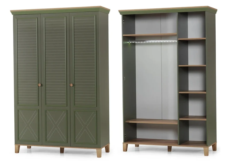 Ensemble chambre jeune lit superposé vert ATLAS