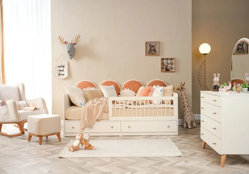 Ensemble chambre bébé Montessori orange LORENA