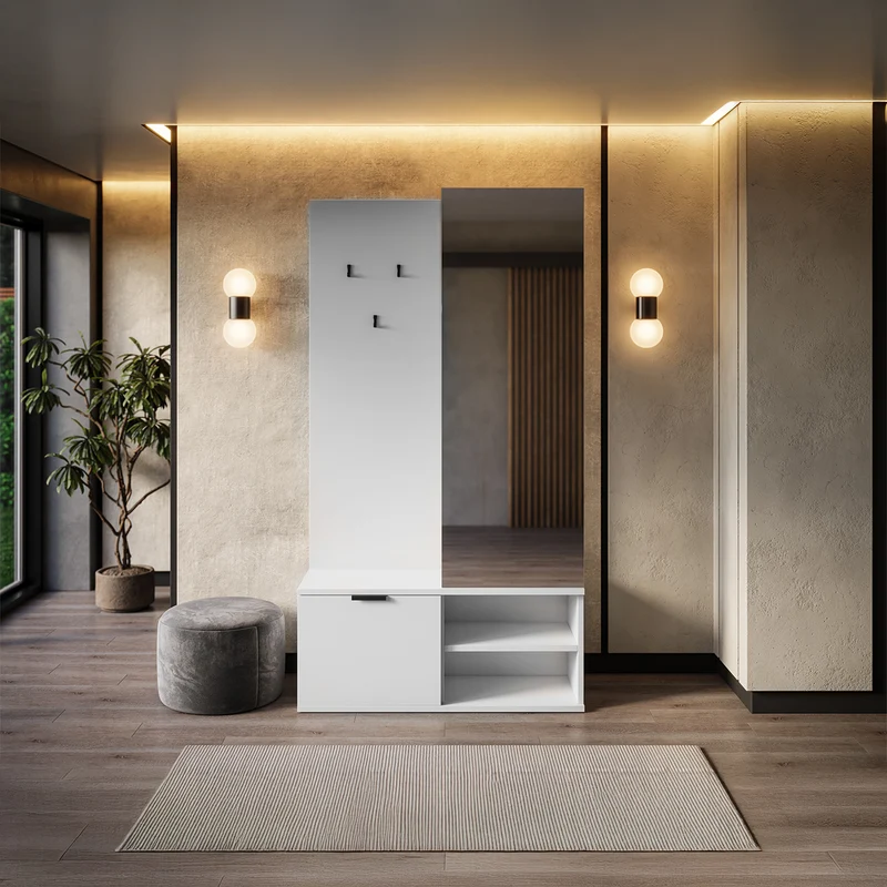 Meuble d'entrée 1 porte Ondine Blanc