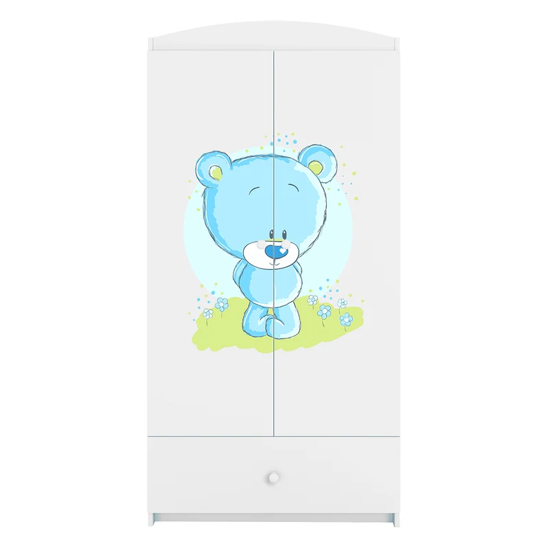 Armoire 2 portes 1 tiroir Kocot Kids Babydream Ourson bleu - Blanc