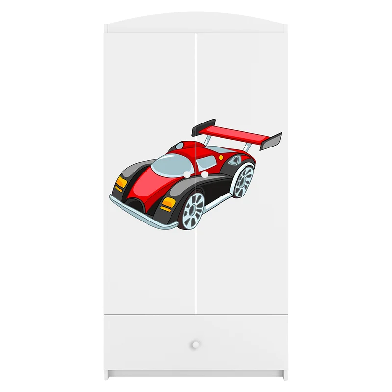 Armoire 2 portes 1 tiroir Kocot Kids Babydream Voiture de course - Blanc