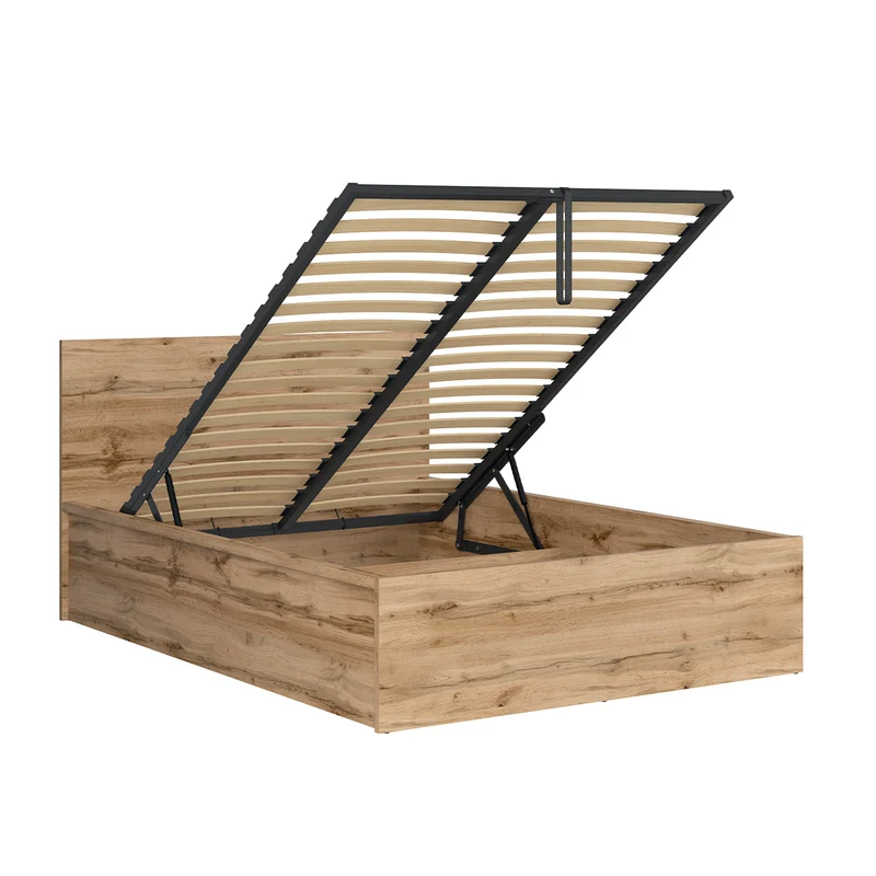 Lit coffre 140x200 sommier inclus Edwin Bois